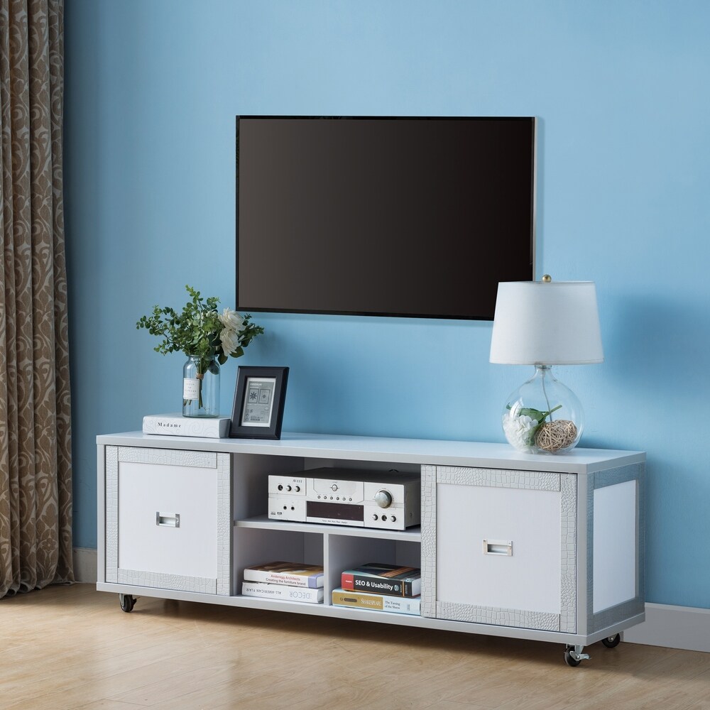 Gaur Contemporary Sliver 60 inch Multi functional Storage TV Console by Furniture of America