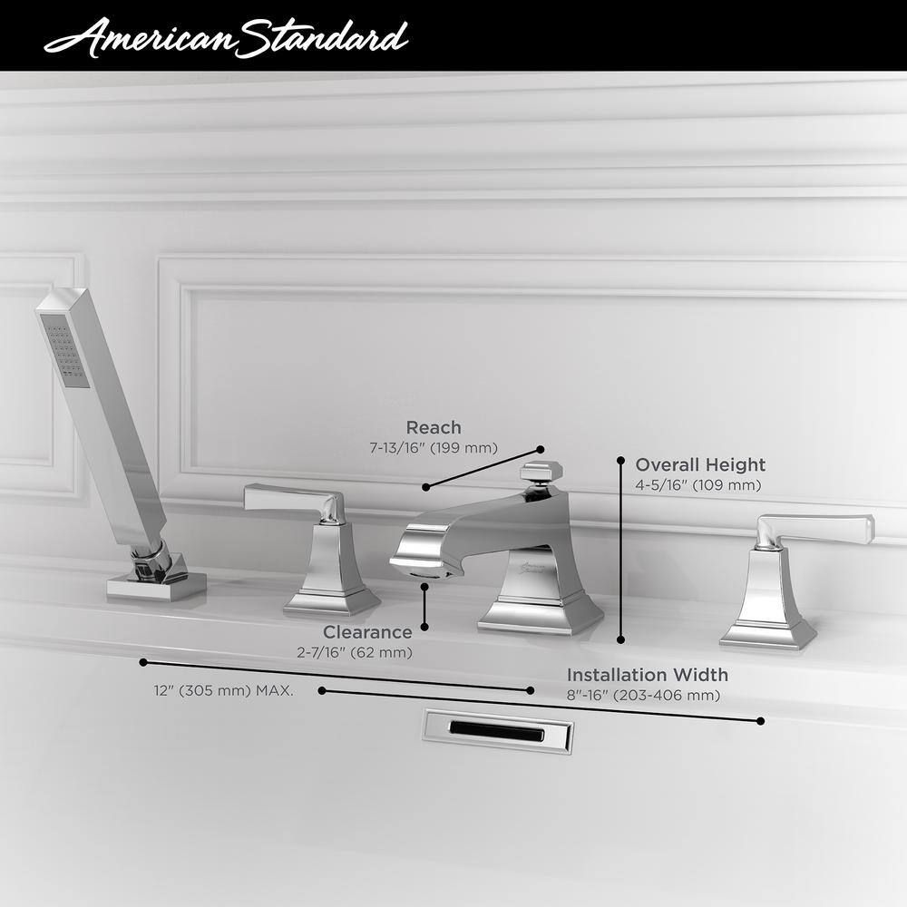 American Standard Town Square S 2-Handle Deck-Mount Roman Tub Faucet with Hand Shower in Brushed Nickel T455901.295