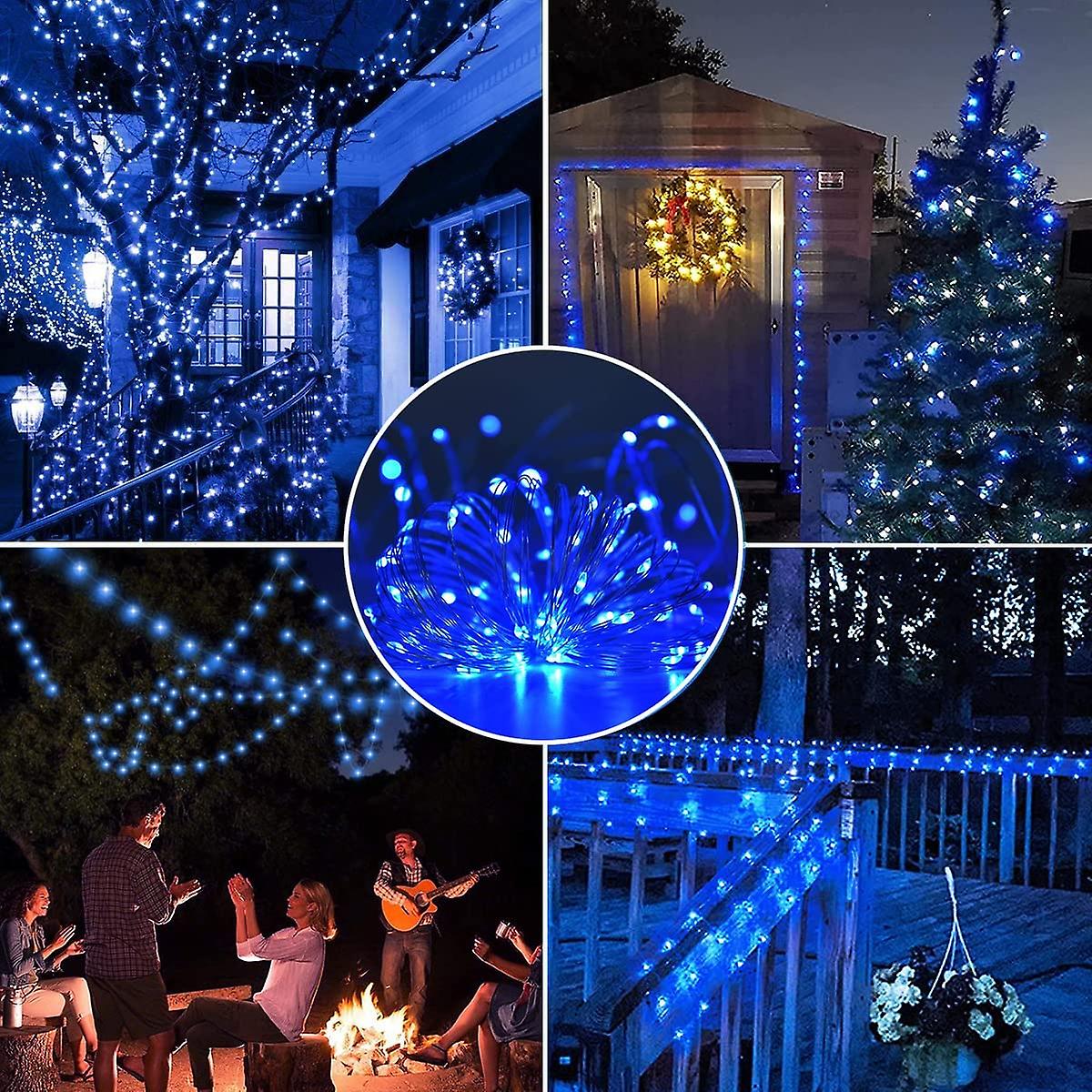 [2 Pack] Solar String Lights Outdoor， 100led 12m / 40ft (blue)