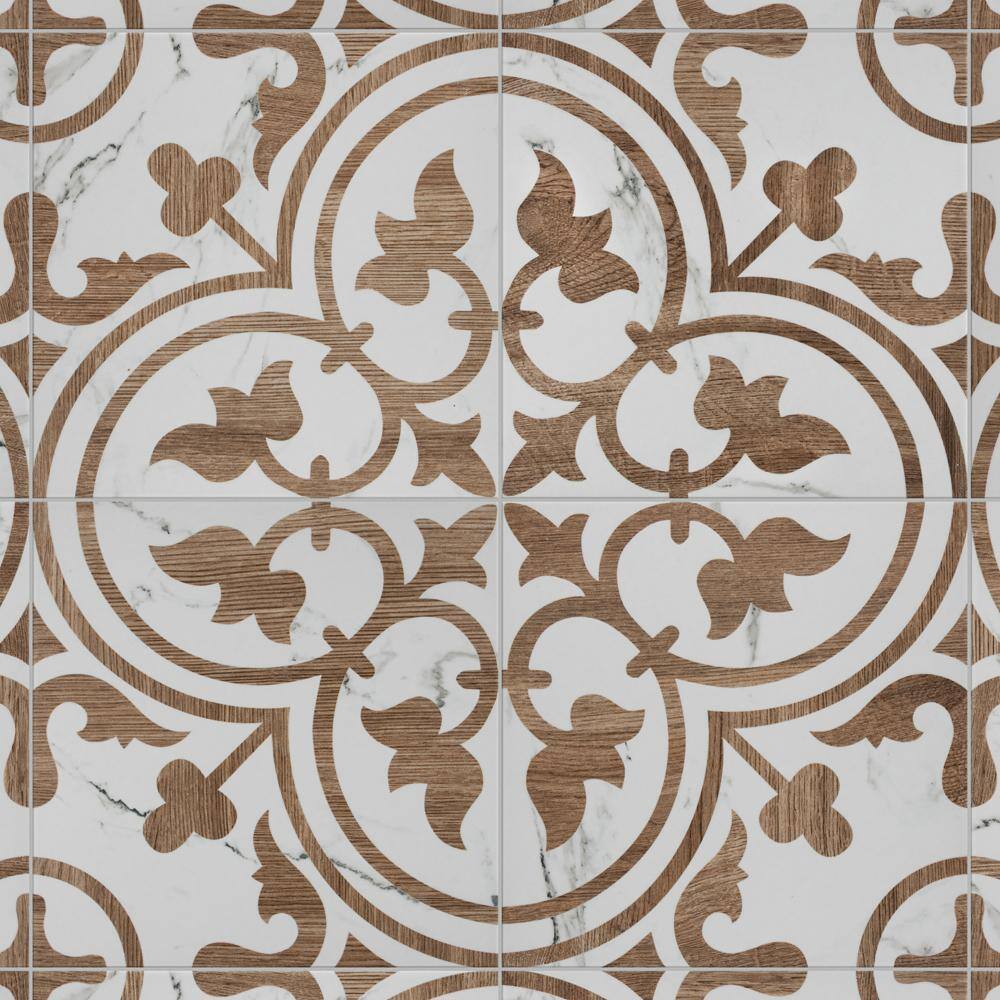 Merola Tile Llama Arte Loire Noce 9-34 in. x 9-34 in. Porcelain Floor and Wall Tile (10.88 sq. ft.Case) FCD10ALN