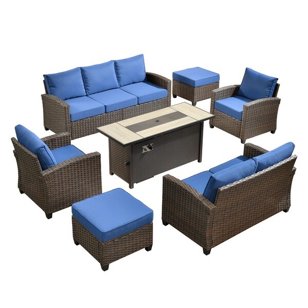 XIZZI Rattan Patio Furniture 7piece Conversation Set with 54