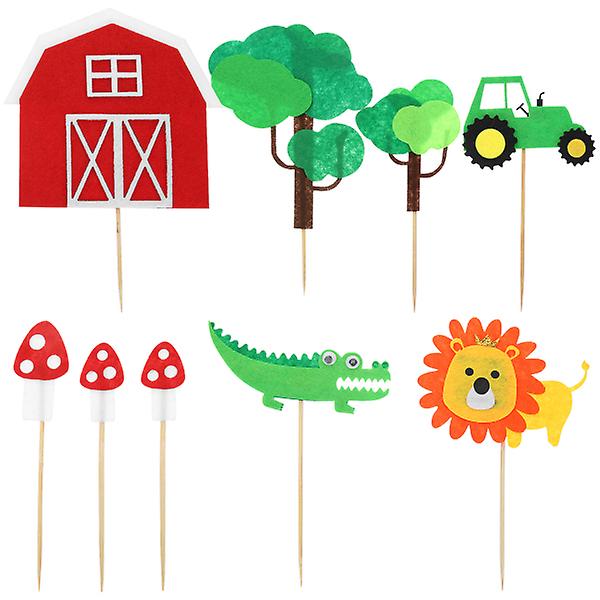 1 Set Of Farm Themed Cake Decorations Cupcake Toppers Decorative Cake Decors Animal Dessert Picks