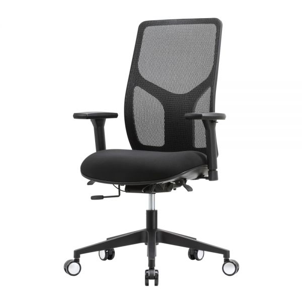 WorkPro 4000 Series Multifunction Ergonomic Mesh/Fabric High-Back Executive Chair， Black/Black