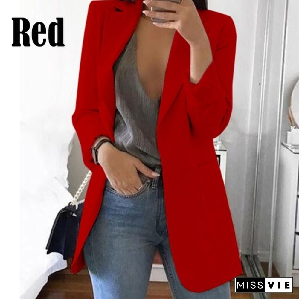 Trendy Women's Cardigan Jacket Coat Autumn Spring Fashion Long Sleeve Open Front Solid Color Casual Oversized Long Jacket