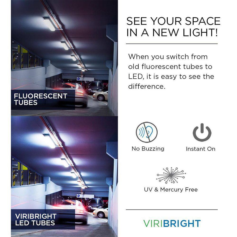 Viribright 210-Watt 96 in. Equivalent Linear T8 Tube LED Tubular Bulb (Frosted) (5000K) (10-Pack) 519020