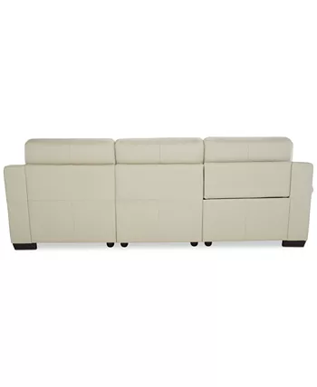 Furniture Julius II 3-Pc. Leather Sectional Sofa With 1 Power Recliner Power Headrests Chaise And USB Power Outlet