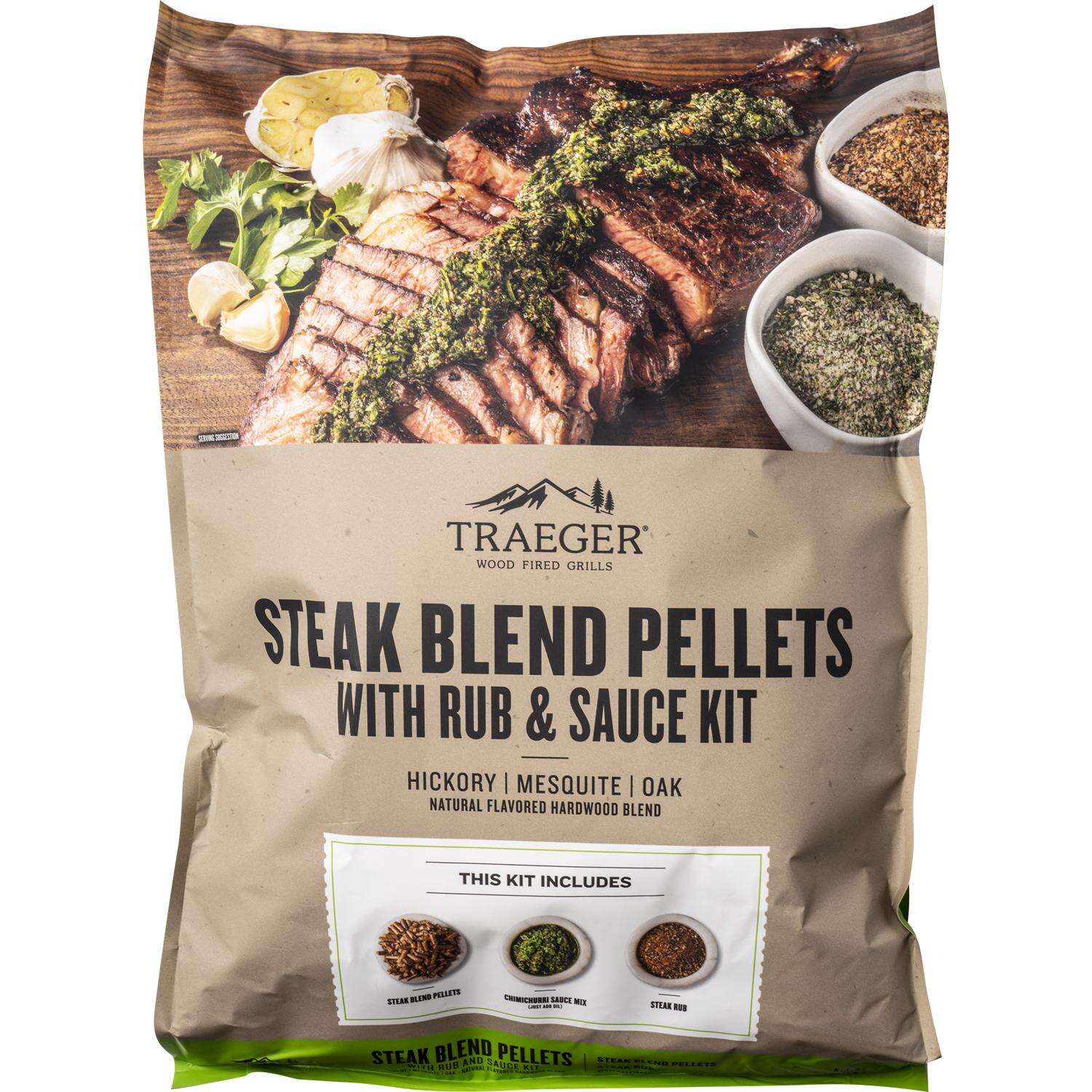 Traeger Steak Kit Hardwood Pellets All Natural Hickory/Mesquite/Oak 18 lb