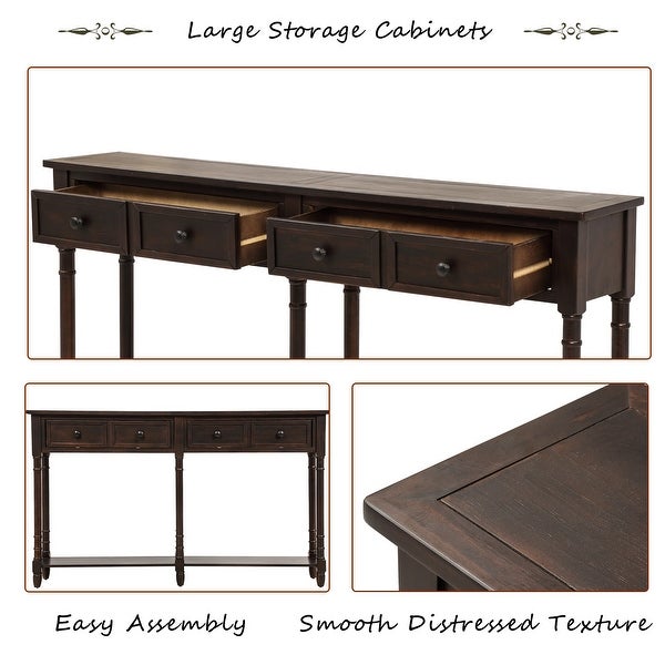 Console Table Sofa Table Easy Assembly with Two Storage Drawers and Bottom Shelf for Living Room， Entryway (Espresso)