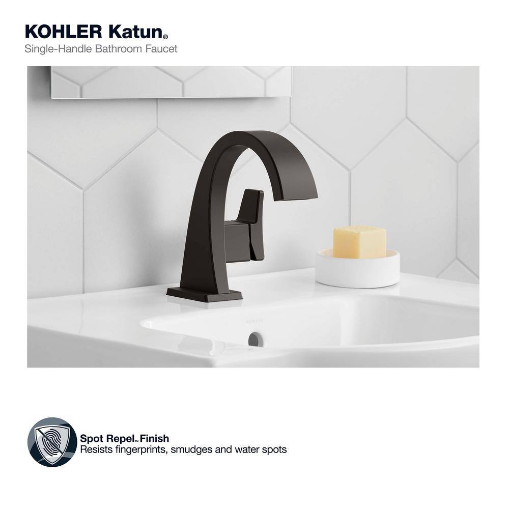 KOHLER Katun Single Hole or 4 in. Centerset Single-Handle Bathroom Faucet in Matte Black K-R78037-4D-BL