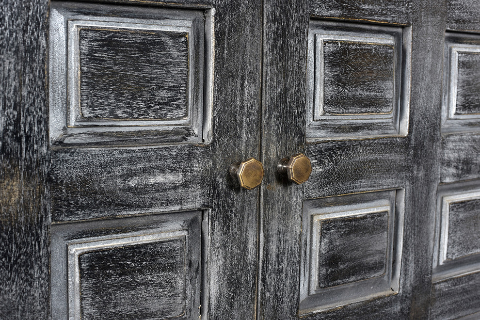 Martin Solid Wood 2 Door Tall Boy Cabinet  Distressed Gray   Farmhouse   Accent Chests And Cabinets   by Moti  Houzz