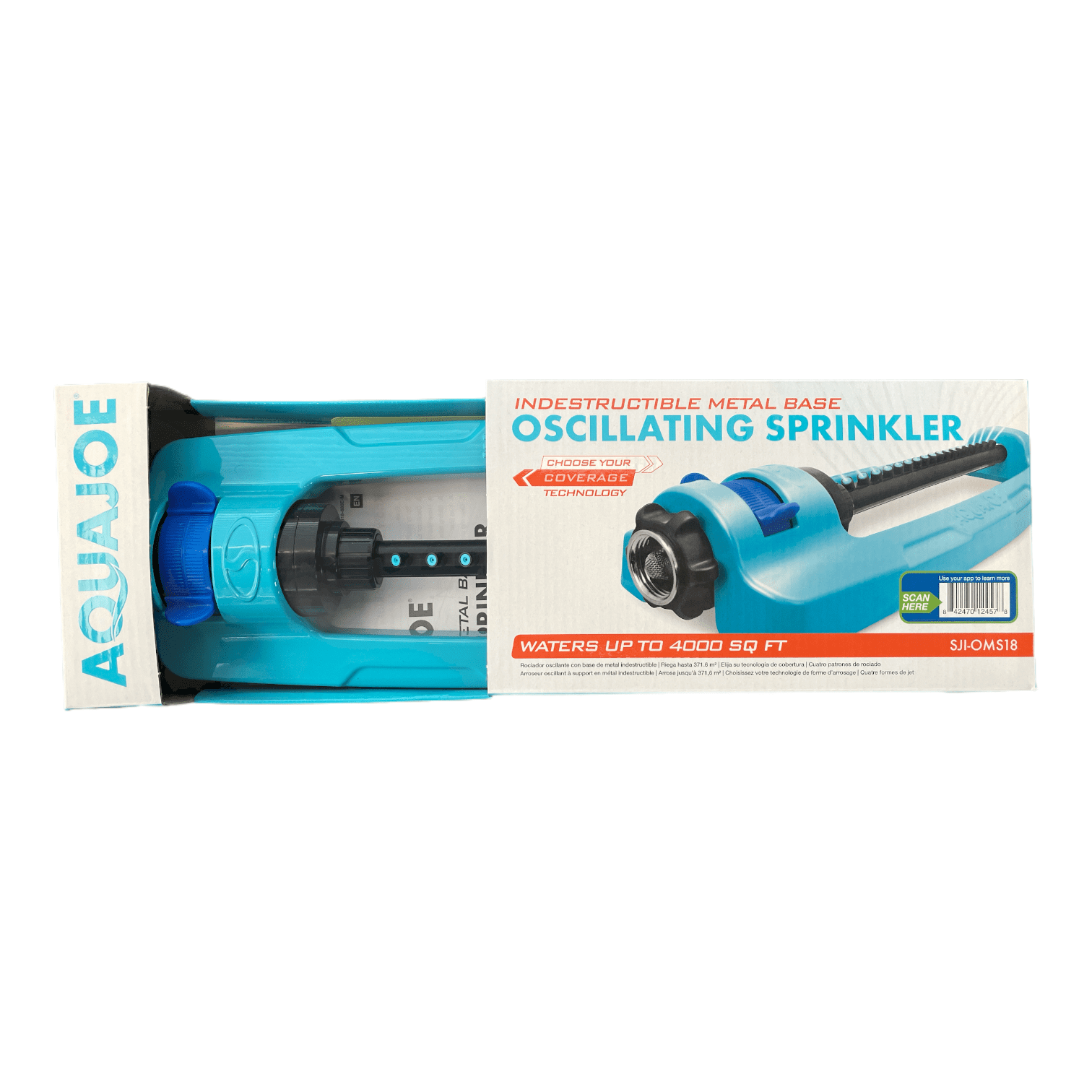 Aqua Joe SJI-OMS18 Indestructible Metal Base Oscillating Sprinkler - 4000 Square Foot Coverage