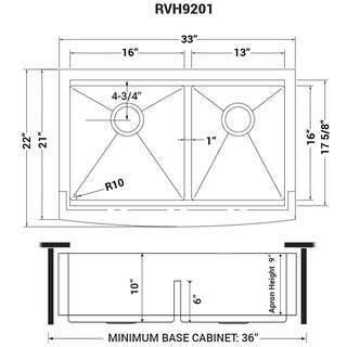 Ruvati Apron-Front Stainless Steel 33 in. 16-Gauge Workstation Double Bowl 60-40 Farmhouse Kitchen Sink RVH9201