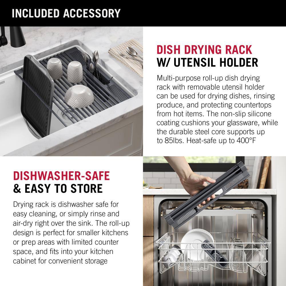 Delta Everest White Granite Composite 30 in. Single Bowl Undermount Workstation Kitchen Sink with Accessories 75B933-30S-WH