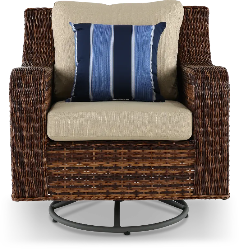 Tortola Swivel Linen Outdoor Patio Wicker Chair