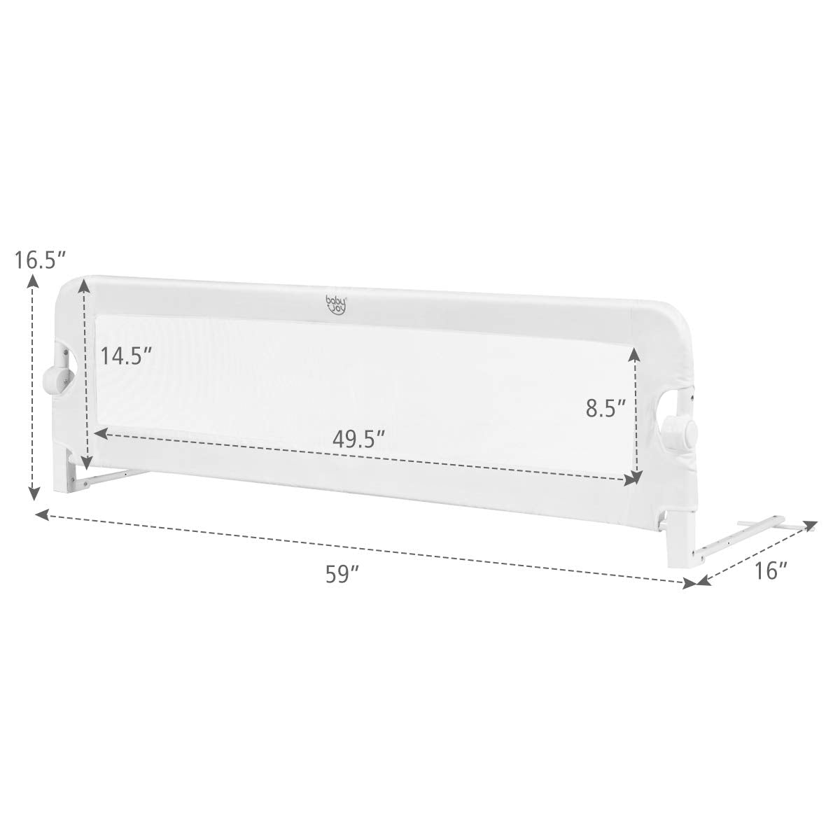 BABY JOY Bed Rails for Toddlers, Extra Long, Swing Down Safety Bed Guard for Convertible Crib (59-Inch, White)