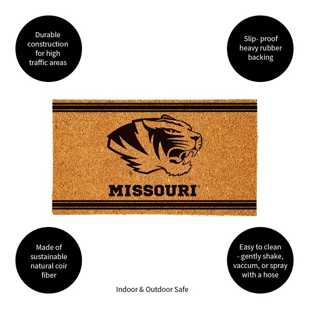 Evergreen University Of Missouri Logo Turf Mat Brown 28 X 16 Inches Indoor Outdoor Doormat