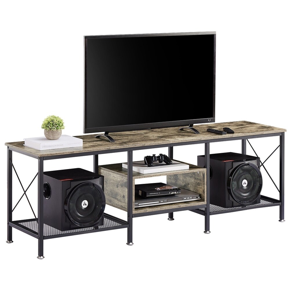 TV Stand for Living Room  Entertainment Center TV Console with Storage Shelves