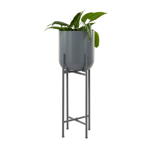 Olivia amp May Modern Metal Planter Pot Gray