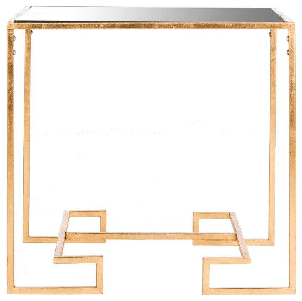 Cyrus Gold Leaf Greek Key Accent Table  Antique Gold   Contemporary   Side Tables And End Tables   by Rustic Home Furniture Deco  Houzz