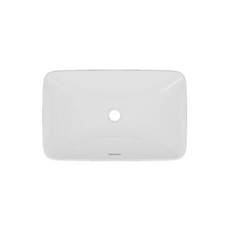 Glacier Bay 23.6 in. Ceramic Rectangular Vessel Bathroom Sink in White with Overflow Drain LW1828