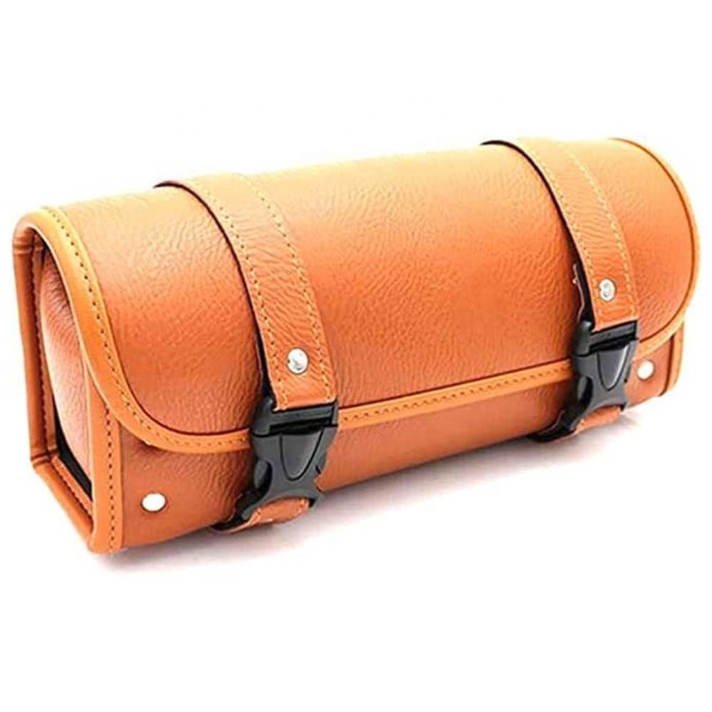 Waterproof Leather Bike Side Universal Motorcycle Easy to Open Round Bike Tool Bag  Tool Holder Bag  Capacity 0.8 gal (3 L)