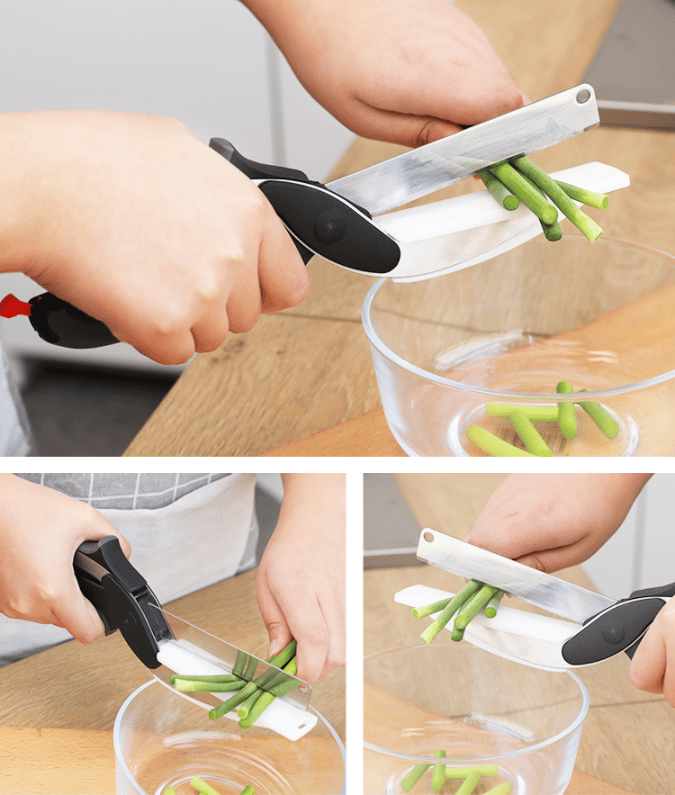2-in-1 Knife and Built-in Cutting Board Food Chopper