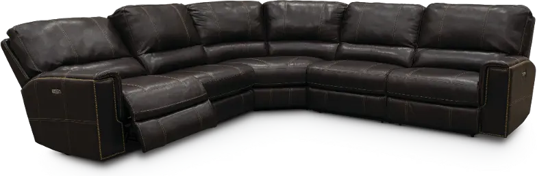 Slinger Dark Brown 5 Piece Power Reclining Sectional Sofa