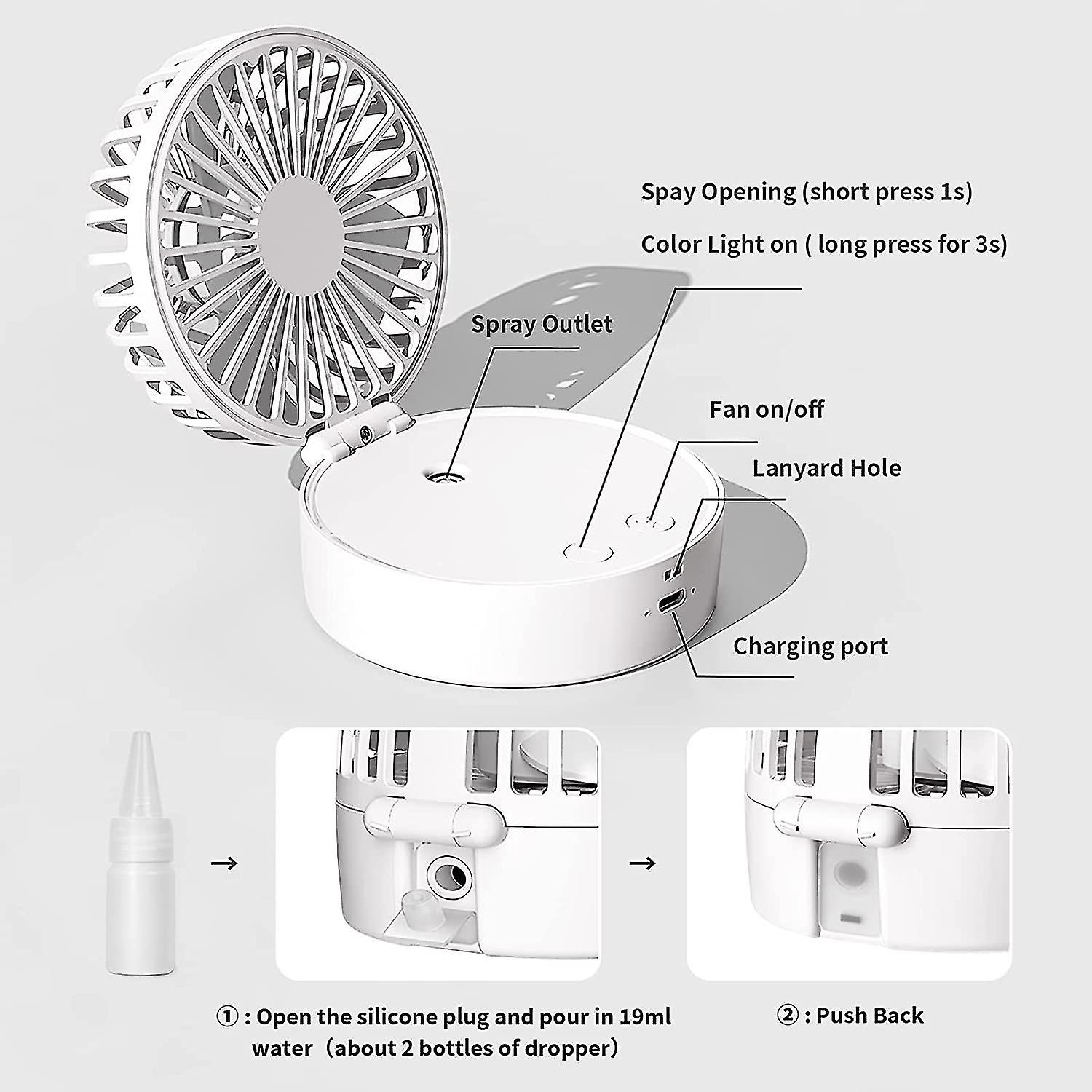 Portable Fan， Personal Handheld Fan Mi Fan Ing With ， Mini Usb Fan 3 Speeds 1200mah Recharable Operated Desk Fan F