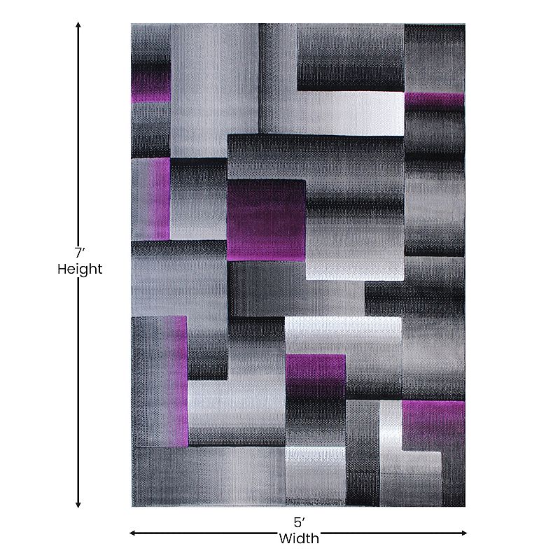 Masada Rugs Masada Rugs Trendz Collection 5'x7' Modern Contemporary Area Rug in Purple， Gray and Black-Design Trz861