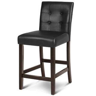 Gymax Set of 4-Bar Stools 25 in. Counter Height Barstool Pub Chair Rubber Wood Black GYM10551