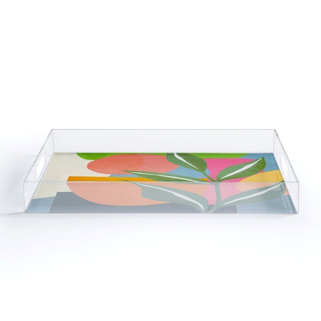 Nadja Minimal Modern Abstract Leaves Acrylic Tray Deny Designs