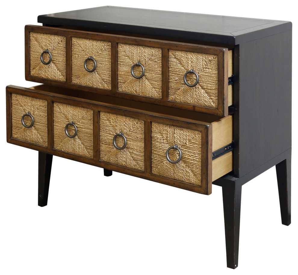 Two Drawer Chest With Woven Banana Rope   Tropical   Accent Chests And Cabinets   by StyleCraft  Houzz