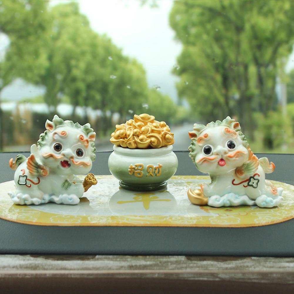 Pixiu Resin Ornaments Car Creative Cartoon Cute Ornaments Lucky  Decoration Sculpture Toy Gift For Home Office Bedroom Bar Party Green Ruyi