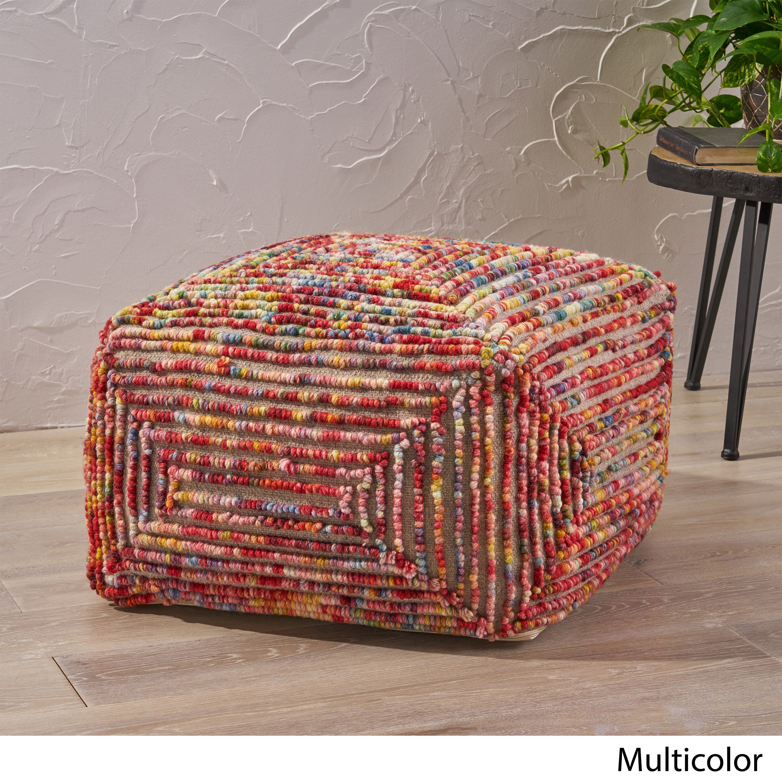 Jaylee Boho Wool Ottoman Pouf