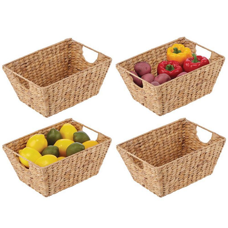 mDesign 12 x 9 x 6 Natural Hyacinth Stackable Pantry Bin Basket - 4 Pack