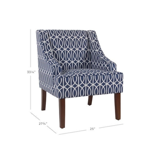 Porch and Den Cammy Blue Trellis Swoop Accent Chair