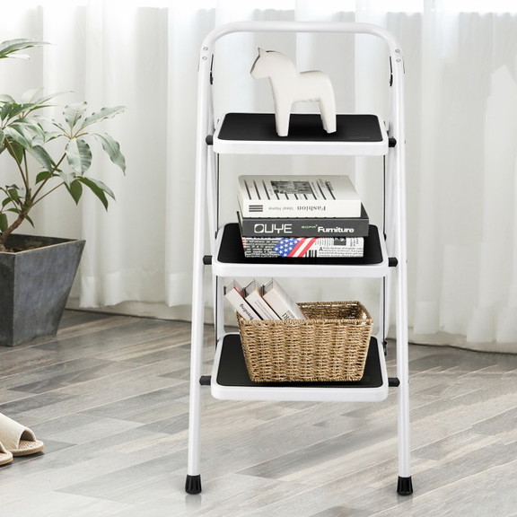 Costway 27083451 Folding 3 Step Ladder with Handgr...