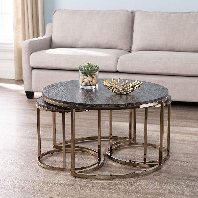 Southern Enterprises Lachlan Round Nesting Coffee Table 3-piece Set