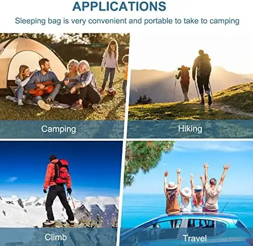 Camping Sleeping Bags for Adults 3 4 Seasons Backpacking Hiking Camping for Couples Outdoor Lightweight  Waterproof