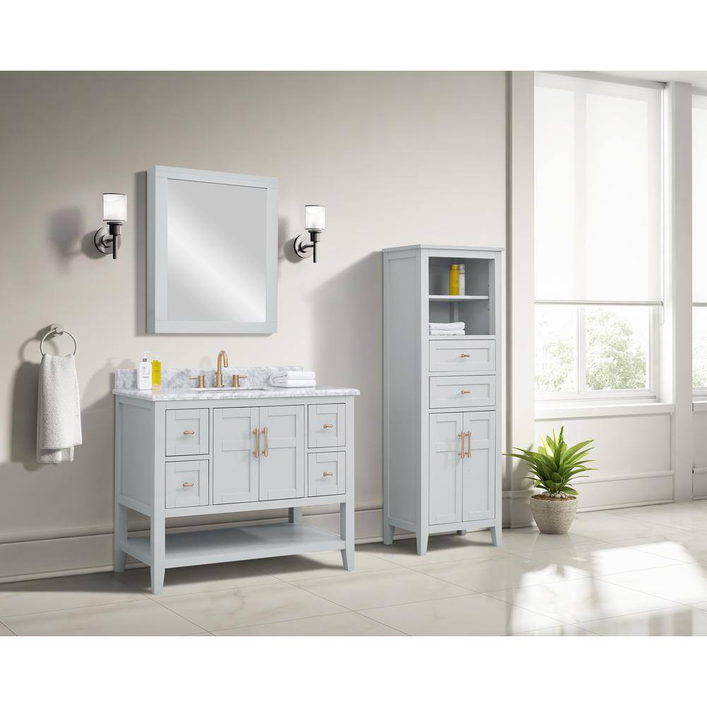 Home Decorators Collection Sturgess Open Shelf 43 in. W x 22. D x 35. H Vanity in Dove Grey with White Marble Vanity Top 19111S-VS43C-DG