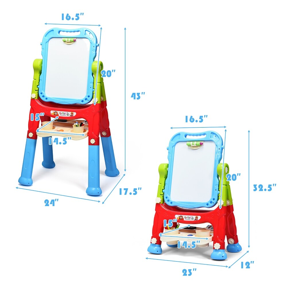 Costway Height Adjustable Kids Art Easel Magnetic Double Sided Board