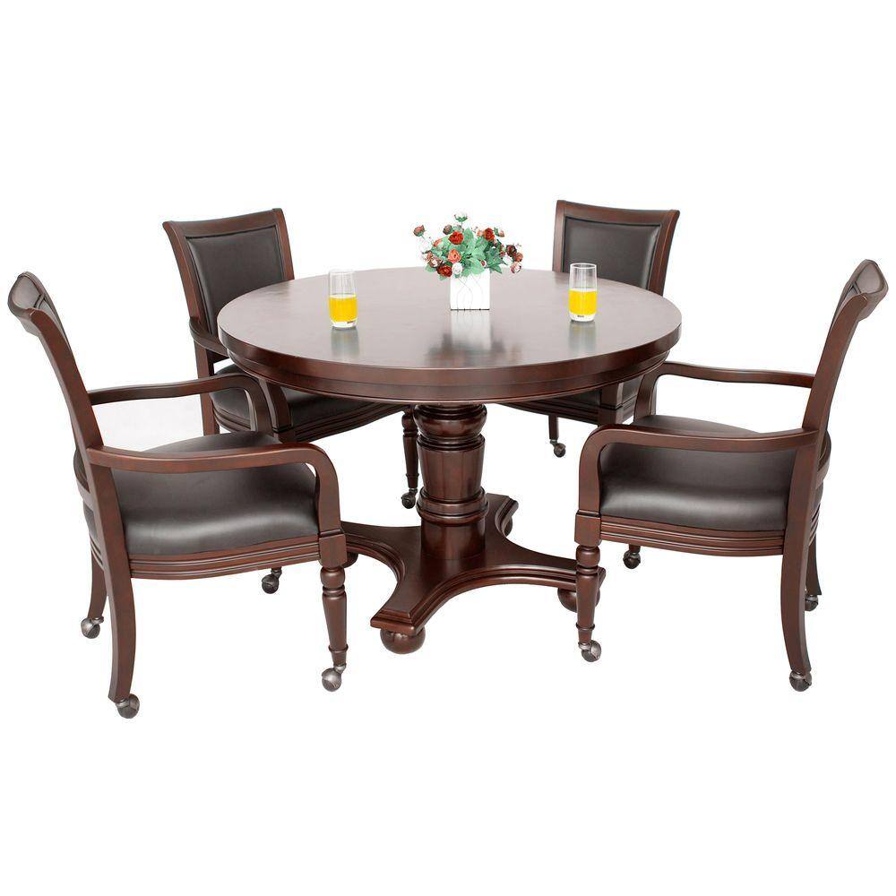 Hathaway Bridgeport 2-in-1 Poker Game Table Set in Walnut Finish BG2348W