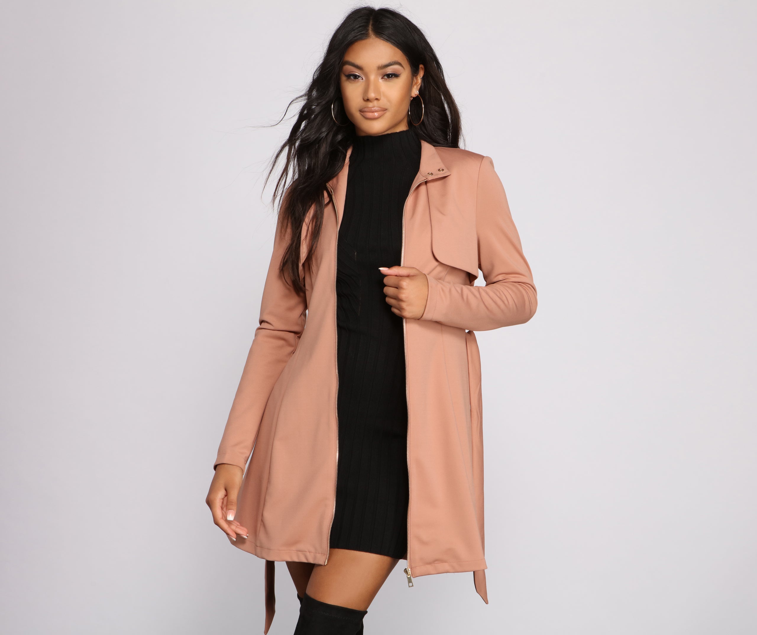 Majorly Chic Belted Trench Dress