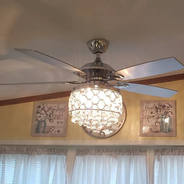 52 in Indoor Crystal Chandelier Ceiling Fan with Light and Remote Control - 52 in Shopping - The Best Deals on Ceiling Fans | 38641167