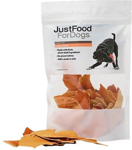 JustFoodForDogs Salmon Bark Dehydrated Dog Treats， 5-oz bag