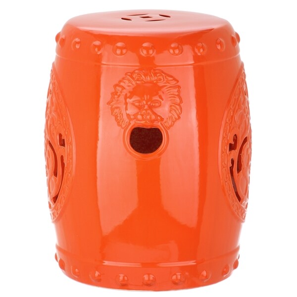 SAFAVIEH Dragon Coin Orange Ceramic Decorative Garden Stool