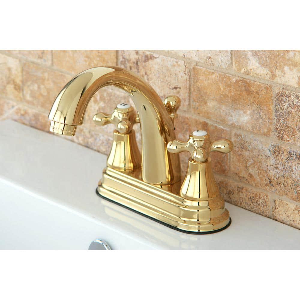 Kingston Brass English Vintage 4 in Centerset 2Handle Bathroom Faucet in Polished Brass