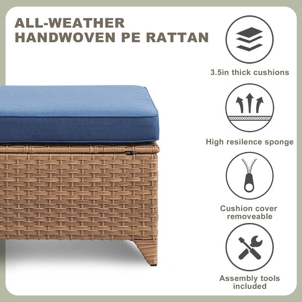 Wicker Rattan Ottoman Outdoor Patio Ottoman