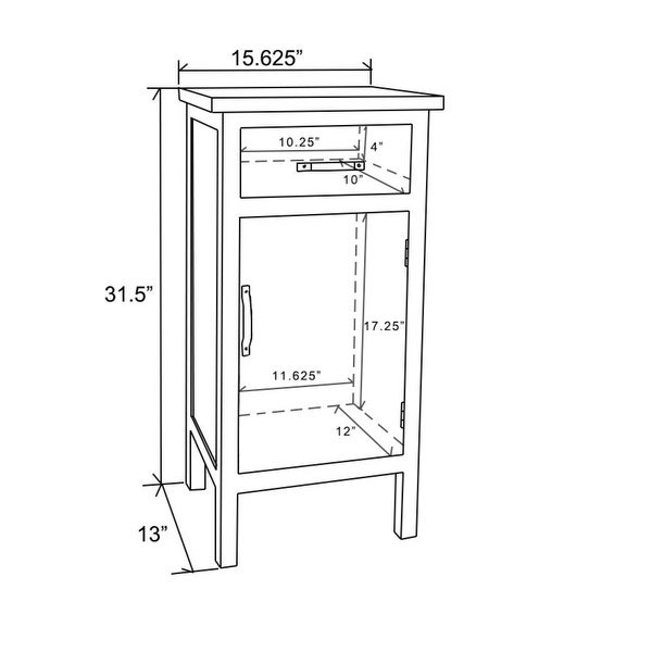 Damask Carved Wood 1-Door 1-Drawer End Table with Storage - 31.5