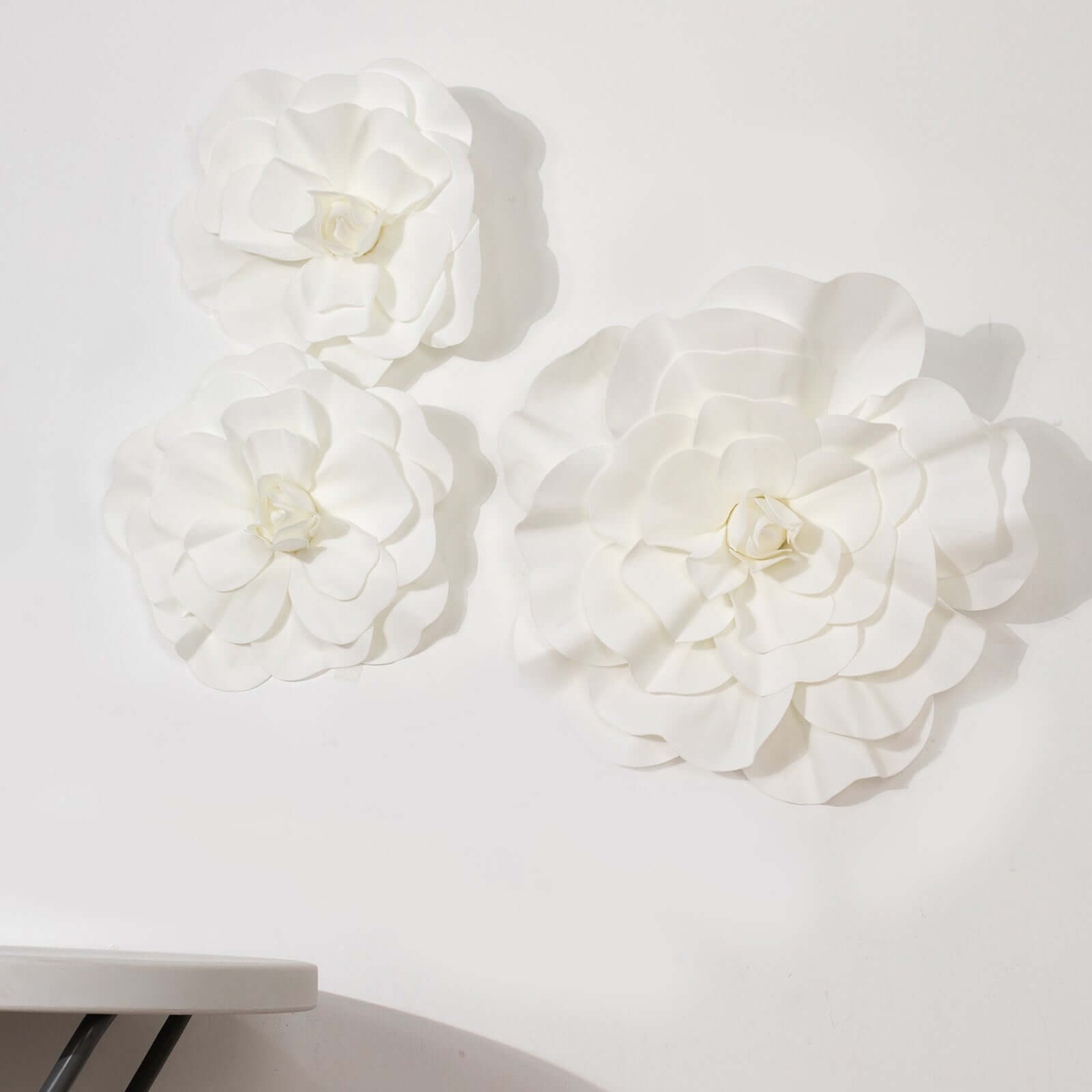 4 Pack Large White Real Touch Artificial Foam DIY Craft Roses 16